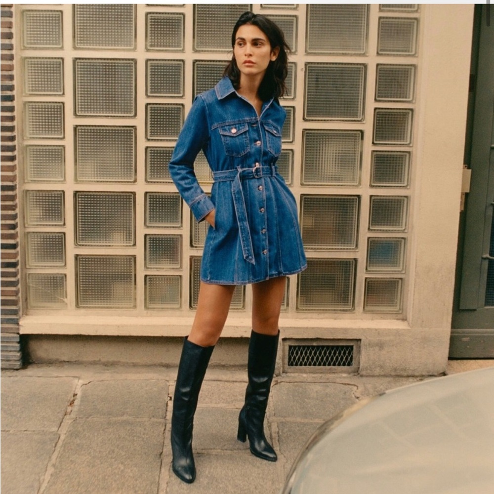 Zara Denim Belted Dress